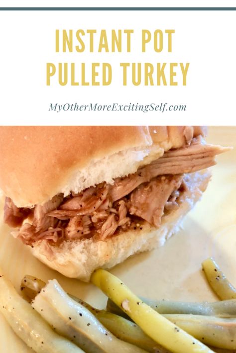 Cooking turkey in the pressure cooker with a sauce for pulled turkey sandwiches. Pulled Turkey Instant Pot, Pulled Turkey Crockpot, Pulled Turkey Recipes, Shredded Turkey Sandwiches, Turkey Instant Pot, Pulled Turkey Sandwiches, Turkey Entrees, Pulled Turkey, Shredded Turkey Recipes