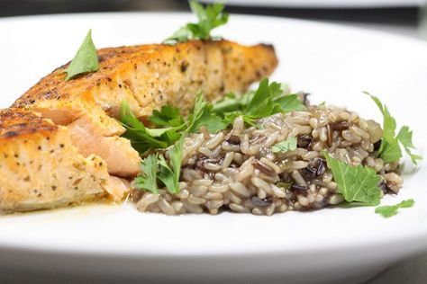 salmon with wild rice and a side salad Green Olives, Wild Rice, Side Salad, Fish And Seafood, Grocery Store, Meal Planning, Seafood, Good Food, Rice