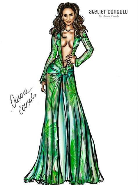 Fashion illustration of Jennifer Lopez iconic Versace dress wore at the 2000 Grammy Awards. #versace #jlobooty #fashionillustrator #illustrationoftheday #illustrationartists Versace Jlo Dress, Jlo Versace, Jennifer Lopez Versace, Red Carpet Grammys, Jlo Performance Outfits, Jennifer Lopez Stage Outfits, Jennifer Lopez Green Versace Dress, Jungle Dress, Live Sketching