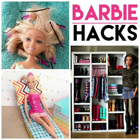 15 Barbie Hacks and DIY’s Barbie Hacks, Accessoires Barbie, Diy Hanging Shelves, Diy Barbie Furniture, Wine Bottle Diy Crafts, Barbie Hair, Barbie Doll House, Wine Bottle Diy, Barbie Diy