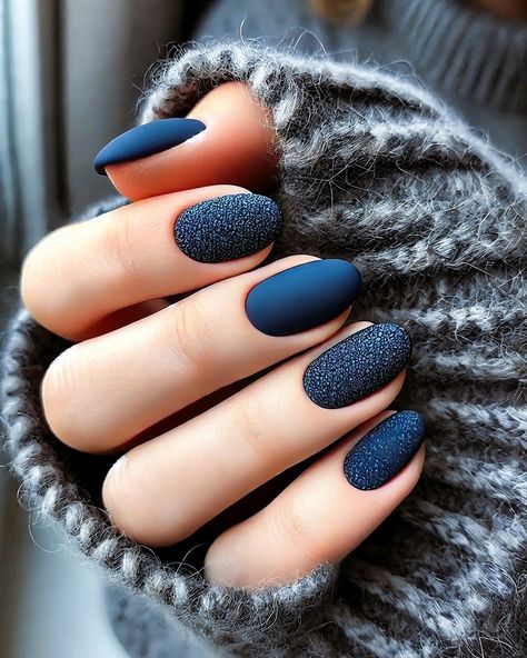 Tamara Margaryan (@naildesignby_tamara) • Instagram photos and videos Navy Nails Design Winter, Matte Navy Blue Nails Design, Nails To Go With Blue Dress, Matt Blue Nails, Nails That Go With Navy Blue Dress, Matte Navy Nails, Navy Winter Nails, Nail Designs For November, Matte Winter Nails