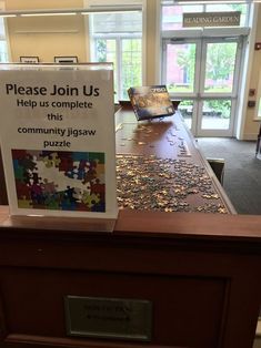 Local Library Has A Community Jigsaw Puzzle Passive Programs, School Library Displays, Middle School Libraries, Library Book Displays, High School Library, Library Bulletin Boards, Elementary Library, Library Activities, Library Wall