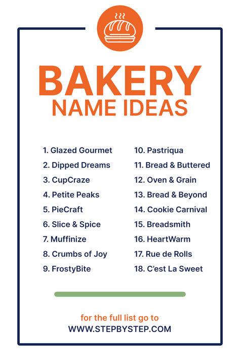 Sweeten your success with delightful bakery name ideas! Find the perfect name to attract customers to your delicious treats. Baking Business Names Ideas, Home Bakery Name Ideas, Aesthetic Bakery Names, Bakery Names Ideas, Cake Captions, Bakery Quotes, Bakery Inspiration, Bridal Boutique Interior, Bakery Names