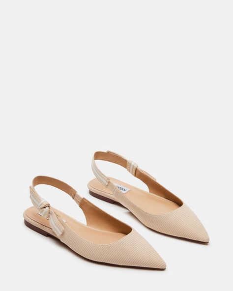 Nude Flats Outfit, Dior Flats, Kitten Heel Slingbacks, Taupe Flats, Pointed Ballet Flats, Pointed Flats Shoes, Flats Outfit, Wedge Loafers, Italy Outfits