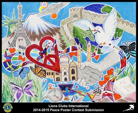 2014-15 Lions Clubs International Peace Poster Competition submission from Chicago Phillipine Lions Club in Illinois USA Peace Without Limits Poster, Art Competition Ideas, Lions Clubs International, Video Poster, Poster Competition, Peace Poster, Lions Club, Art Competitions, Global Art