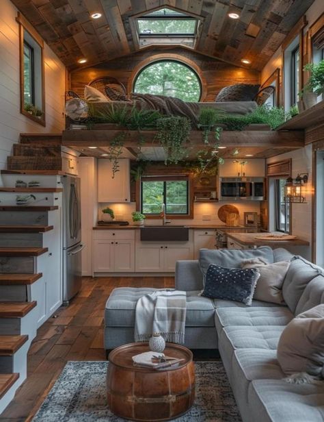 Mini Cottage Interior, Small Home In The Woods, Tiny Shed House Ideas Interiors, Micro House Interior, Tiny Home Living Room, Interior Design Ideas For Small Spaces, One Room House, Rustic Tiny Home, House Loft Ideas