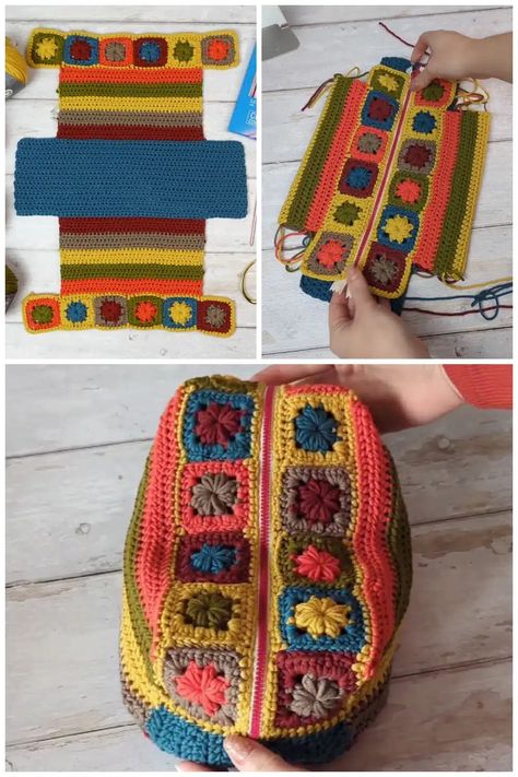 Crochet Makeup Bag Using the Easiest Method - Crochet Kingdom Crochet Makeup Bag, Makeup Bag Pattern, Crochet Kingdom, Crochet Tote Pattern, Mode Crochet, Crochet Purse Patterns, Crochet Instructions, Crochet Round, Bag Crochet