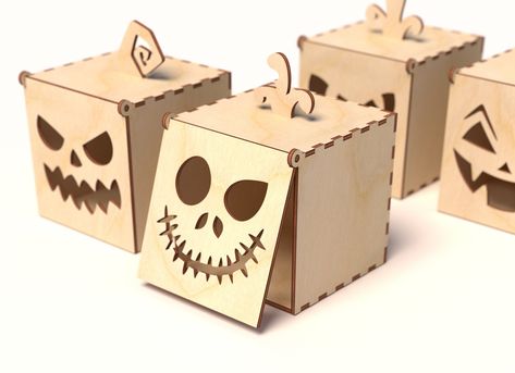 Spooky Halloween laser cut pumpkin designs! 🎃 5 unique files for your laser machine.  Perfect for DIY Halloween decor.  #lasercutting #halloweendecor #halloweencrafts #pumpkin #diyhalloween Laser Halloween, Laser Cut Halloween, Halloween Boxes, Halloween Advent Calendar, Halloween Box, Halloween Puzzles, Laser Cut Box, Halloween Templates, Laser Files