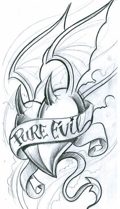 Devil Heart Tattoo, Evil Heart, Flash Art Tattoos, Heart Tattoo Design, Evil Tattoo, Evil Tattoos, Tattoo Heart, Pure Evil, Heart Tattoos