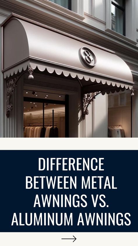 DIFFERENCE BETWEEN METAL AWNINGS VS. ALUMINUM AWNINGS Store Awnings Ideas, Metal Awnings Over Doors, Aluminum Window Awnings, Metal Awnings For Windows, Copper Awning, Metal Awnings, Vintage Booth Display, Aluminum Awnings, Vintage Booth