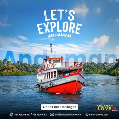 Hello travellers! Do you want to quench your wanderlust? The pristine islands of Andaman are ready to embrace you and your companions. Explore the exquisite landscapes of the Andaman islands and witness their rich cultural heritage. Discover more: https://www.andamanlove.com/packages +91 8900911813 | +91 9932081242 info@andamanlove.com #andaman #andamanandnicobar #andamanlove #andamantour #portblair #andamancalling Andaman Tour, Port Blair, Andaman Islands, Travel Poster Design, Cultural Heritage, Travel Posters, Poster Design, Packaging, Graphic Design