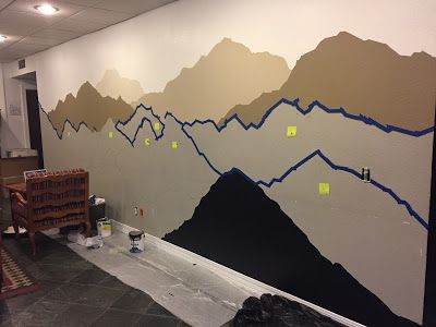 Diy Mountain Mural, Wall Mural Diy, Wilderness Therapy, Diy Mountain, Spring Home Decor Ideas, Room Murals, Mural Diy, Mountain Wall Mural, Mountain Mural