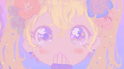 Big Eyes, An Anime, A Girl, Blonde Hair, Wattpad, Gif, Blonde, Pastel, Flowers