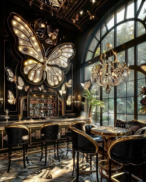 Venue Aesthetic, Enchanted Butterfly, Butterfly Bar, Butterfly Sanctuary, Ceiling Painting, Explore Mexico, Fantasy Castle, Enchanted Garden, Butterfly Garden