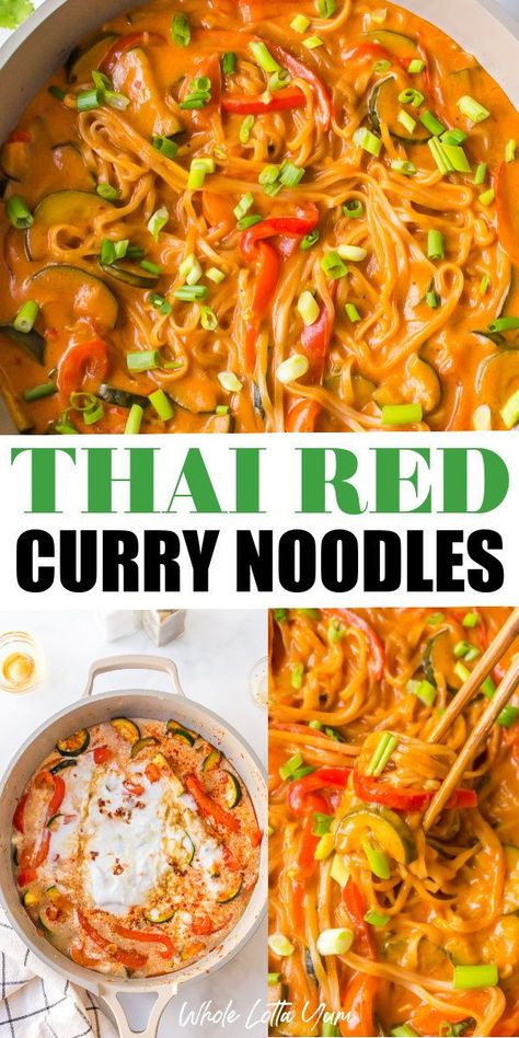 Pad Thai Curry Recipe, Red Curry Pad Thai, Red Thai Noodles, Thai Red Curry Chicken With Rice Noodles, Vegan Thai Red Curry Noodle Soup, Red Curry Noodles Thai, Thai Red Curry Noodle Soup Vegetarian, Red Thai Curry Shrimp With Rice Noodles, Recipes With Red Curry Paste