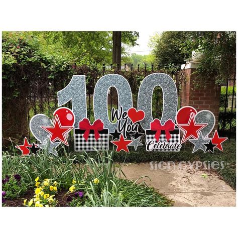 Yard sign rental for 100th birthday! What an amazing way to celebrate! 150 Year Celebration Ideas, 101 Birthday Party Ideas, 100 Year Celebration Themes, 100 Year Anniversary Ideas, 100 Years Celebration Decorations, Centenary Celebration Ideas, 100th Birthday Party Ideas Decoration, 100 Year Birthday Party Ideas, 100th Birthday Ideas