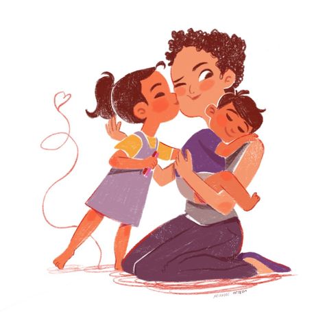 MIRELLE ORTEGA Child Books Illustration, Pregnant Illustration, Mom Illustration, Illustrated Family Portrait, Mom Characters, Children's Book Characters, Story Books Illustrations, Illustration Art Kids, Boy Illustration