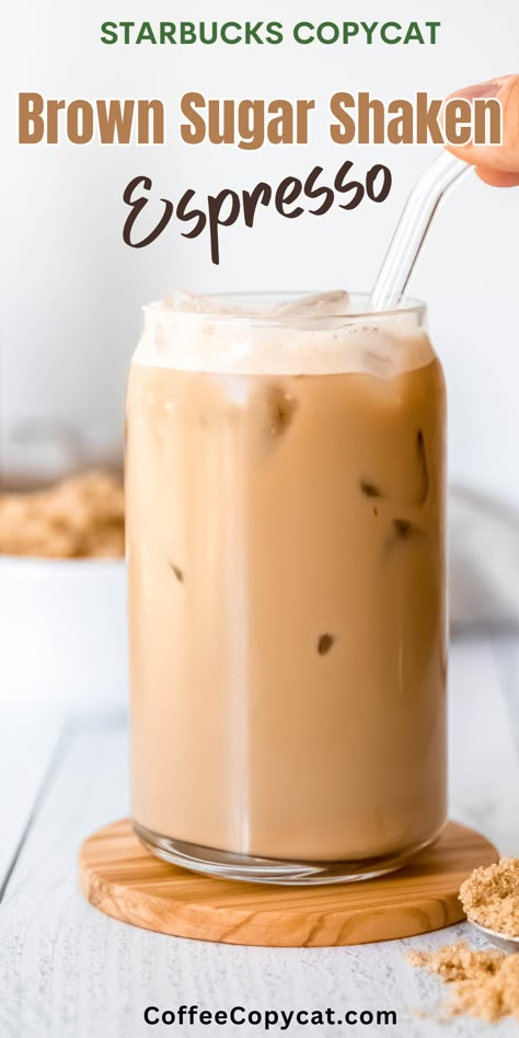 Copycat Brown Sugar Shaken Espresso, Keto Brown Sugar Shaken Espresso, Keurig Espresso Recipe, Starbucks Shaken Brown Sugar Espresso, Iced Coffee Syrup Recipe, Brown Sugar Espresso Drink, Nespresso Vertuo Iced Coffee Recipes, Brown Shaken Espresso Starbucks, Nescafé Blonde Espresso Recipes