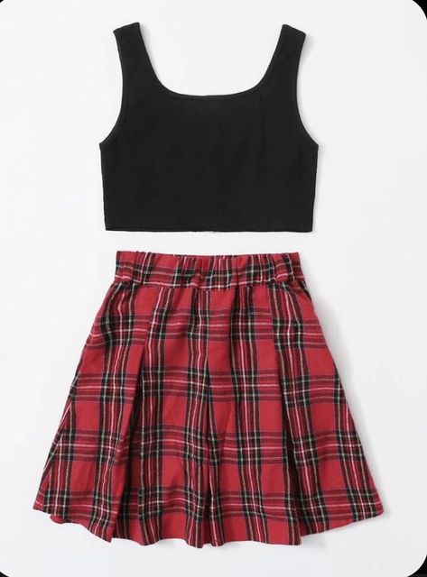 Tartan Skirt, Trendy Fashion Tops, Cute Preppy Outfits, Style Preppy, Crop Top Outfits, Fashion Attire, Alternative Outfits, Really Cute Outfits