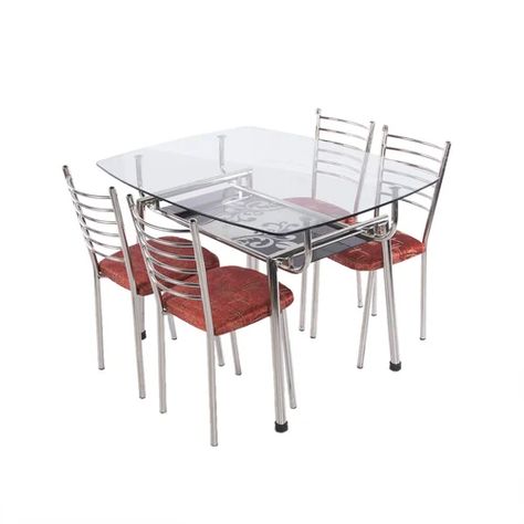 Stainless Steel Dinning Set - Leatherette Seat SS Dining Table Set Manufacturer from Kolkata Daining Table, Iron Furniture Design, Stainless Steel Dining Table, Steel Dining Table, Dinning Set, Tables And Chairs, Iron Furniture, Dining Table Set, Steel Table