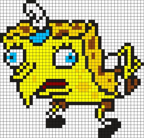 Spongebob Perler Beads Pattern, Pixel Art Pattern Spongebob, Spongebob Cross Stitch Pattern, Perler Bead Memes, Spongebob Perler Bead Patterns, Pixel Spongebob, Funny Perler Bead Patterns, Spongebob Perler Beads, Spongebob Pixel Art