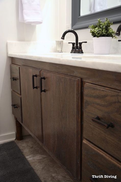 BEFORE & AFTER: How to Build a DIY Bathroom Vanity From Scratch Diy Bathroom Double Vanity, Diy Bathroom Vanity, Double Vanity Bathroom, Diy Installation, Diy Bathroom, Master Bath, Double Vanity, How To Build, From Scratch