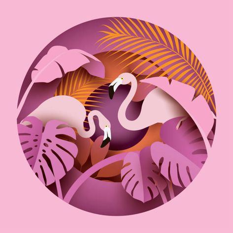 Flamingo Icon, Cutout Art, Papercut Art, Cut Out Art, Paper Cutout Art, Desain Quilling, 3d Paper Art, Paper Illustration, Paper Art Craft