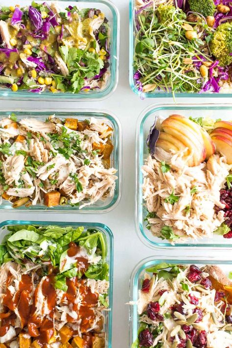 One base turned into six meals. This is how you do shredded chicken six ways. Healthy College Meals, Shredded Chicken Recipe, Saving Budget, Healthy College, Chicken Lunch, Shredded Chicken Recipes, College Meals, Chicken Meal Prep, Prepped Lunches