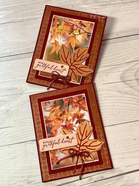 Fall Cards Stampin Up Autumn 2023, Stampin Up All About Autumn Suite, Fall Stampin Up Card Ideas, Su All About Autumn Dsp, Stampin Up Thanksgiving Cards Handmade, Thanksgiving Stampin Up Cards, Su Splendid Autumn, Thanksgiving Card Ideas Simple, Stampin Up Thanksgiving Cards 2023