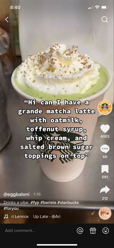 Starbucks Matcha Frappe Recipe, Fall Matcha Drinks Starbucks, Good Matcha Starbucks Drinks, Matcha Starbucks Drinks Order Sweet, Matcha Latte Recipe Starbucks, Hot Matcha Latte Starbucks, Matcha Starbucks Drinks Order, Pistachio Drink, Hot Starbucks Drinks