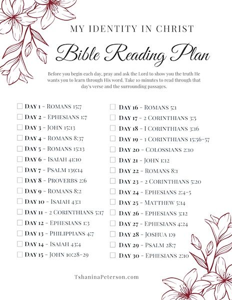 Identity In Christ Bible Study, Verse Mapping Plans, Bible Reading Journal, Bible Study Plan, Daily Bible Reading Plan, Bible Reading Plans, Prayer Journal Printable, God Promises, Scripture Writing Plans