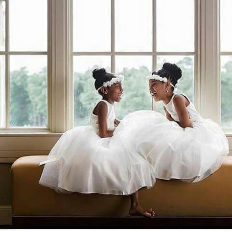 Petal Patrol, Cute Bridesmaid Dresses, Backyard Wedding Dresses, Bridesmaid Pictures, African American Weddings, Munaluchi Bride, Bride Magazine, American Children, Flower Girl Hairstyles