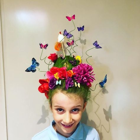 Spring Hat Parade, Crazy Hair For Kids, Easter Hat Parade, Crazy Hat Day, Crazy Costumes, Easter Hats, Easter Hairstyles For Kids, Hat Day, Wacky Hair Days