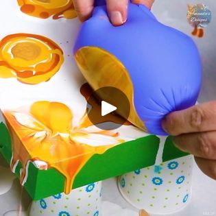 218K views · 737 reactions | Dipping Balloons to Create Shimmering Flowers | Dipping Balloons to Create Shimmering Flowers | By Amanda's Designs | Facebook Thumb Painting, Balloon Painting, Paintings Ideas, Acrylic Pouring Techniques, Canvas Painting Tutorials, Rubber Gloves, Painting Flowers, Painting Tutorials, Acrylic Pouring