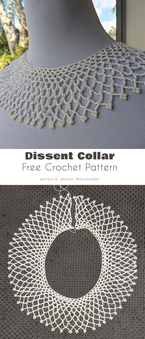 Crochet Collar Pattern, Crochet Lace Collar, Vintage Crochet Patterns, Crochet Collar, Your Crochet, Crochet Shirt, Collar Pattern, Free Crochet Patterns, Lace Collar