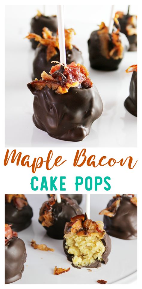 Maple Bacon Cake Pops - The Shirley Journey Maple Bacon Cake, Fancy Cake Pops, Cake Pop Recipes, Flavored Cakes, Making Cake Pops, Cake Pop Flavors, Cake Pucks, Bacon Cake, Truffle Balls