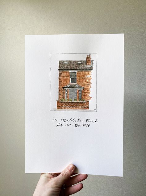 Five Steps to Creating Your Bespoke House Portrait — Imogen Partridge Gouache Building, New Home Presents, Custom House Portrait, House Portrait, Watercolour Illustration, Special Flowers, House Illustration, Custom House, House Portraits