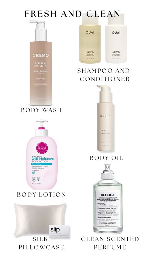 Fresh and Clean Body layering scents to help you smell amazingly clean!  #Fresh #Clean #Bodycare #Haircare #Cleanscent #Perfume #Fragrance #Shampoo #Conditioner #Silk #Healthandwellness #Beauty Best Body Wash And Lotion Combo, Fresh Body Wash, Good Smelling Body Lotion, You Smell Clean, Aesthetic Body Care Products, Body Care Smell Good, Fresh Scent Combos, Clean Scent Combo, Fresh And Cozy Eos Layering