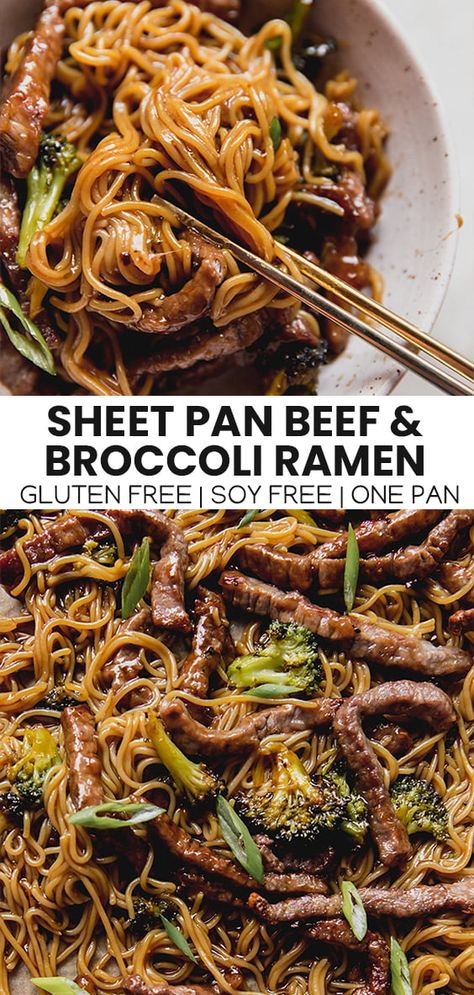 Beef And Broccoli One Pan, Sheet Pan Beef And Broccoli, Beef And Broccoli Ramen, Sheet Pan Beef, Broccoli Ramen, Steak And Broccoli, Unbound Wellness, Easy Sheet Pan Dinners, Sheet Pan Suppers