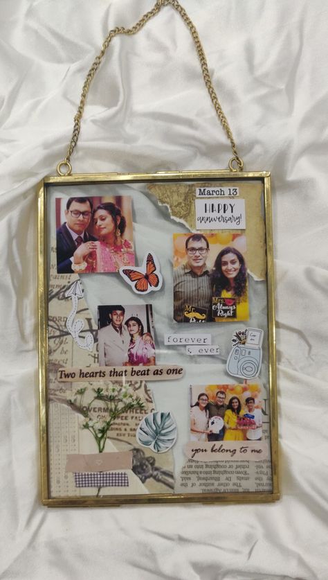 Vintage Glass Frame Ideas, Sentimental Best Friend Gifts, Photo Collage Picture Frame, Anniversary Homemade Gifts, Scrapbook Photo Frame, Glass Picture Frame Ideas, Vintage Photo Frame Ideas, Clear Picture Frame Ideas, Sentimental Homemade Gifts