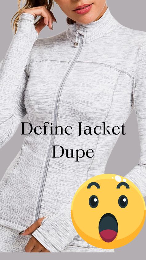 The Lululemon Define Jacket dupe is a stylish and affordable alternative that mirrors the iconic design of the original. Crafted with high-quality materials, it offers a snug fit, moisture-wicking capabilities, and a flattering silhouette akin to the Lululemon version. This dupe is perfect for those seeking a similar look and functionality without the higher price tag. #affiliate #dupe #lululemon #definejacket Lulumelon Define Jacket Outfit, Gold Jacket Outfit, Rainbow Workout, Workout Jackets, Black And Gold Jacket, Clothing Finds, Sports Track, Rainbow Store, Lululemon Define