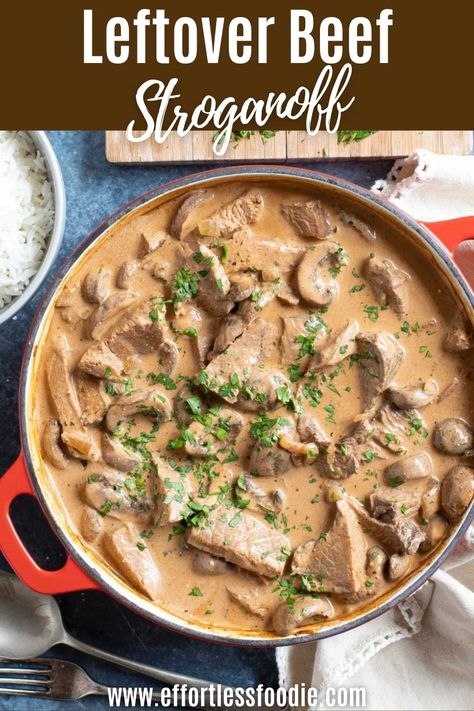 Roast Beef Stroganoff, Beef Chuck Roast Recipes, Leftover Beef Recipes, Leftover Roast Beef Recipes, Leftover Pot Roast, Chuck Roast Recipes, Leftover Roast Beef, Beef Stroganoff Recipe, Beef Stroganoff Easy