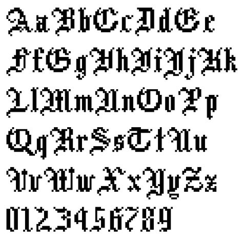 Stgotic Alphabet Example - Pixel Type, Pixel Blackletter, Blackletter Typography Pixel Art Numbers, Pixel Numbers, Pixel Letters, Different Letter Fonts, Cross Stitch Font, Blackletter Font, Cross Stitch Alphabet Patterns, Pixel Font, Cross Stitch Fonts