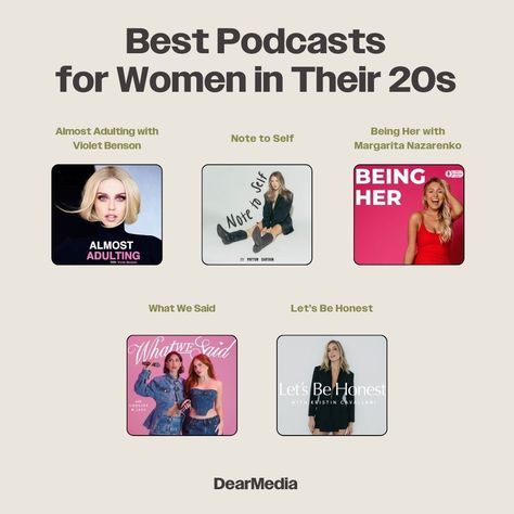 Ladies in your 20s, this one's for you! Discover the 10 must-listen podcasts that bring wisdom, humor, and insights to your adventurous journey. Get ready for a dose of self-help and lifestyle advice. #PodcastLove #20sAdventure #WomenEmpowerment Best Podcasts On Spotify, That Girl Podcast, Podcasts For Women In Their 20s, Podcasts To Listen To, Listening To Podcast, Self Help Podcasts, Best Podcasts For Women, Podcast To Listen, Podcast Recommendations