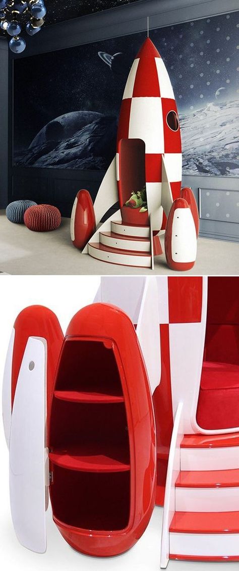 Rocky Rocket armchair is ‘space’ addition to your kid’s room #chairdesign #kidschair #chair #furniture Rocket Chair, Rocket Decorations, Space Kids Room, Space Kids, Space Themed Bedroom, Upholstered Walls, Kids C, Chair Furniture, Unique Chair