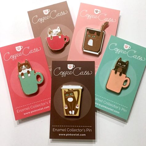 Coffee And Cats, Coffee Pins, Enamel Pin Collection, Cat Enamel Pin, Bag Pins, Pin Trading, Pretty Pins, Gifts For Photographers, Cool Pins