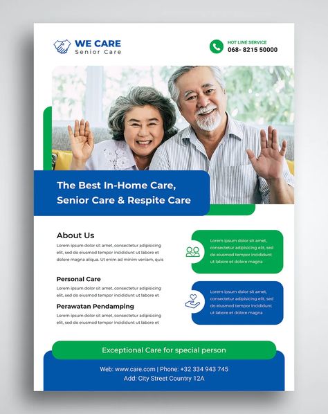 Home Care Flyer Template PSD Medical Flyer, Respite Care, Free Brochure, Valentine Coloring Pages, Free Brochure Template, Creative Flyers, Insurance Agency, Poster Layout, Home Health Care