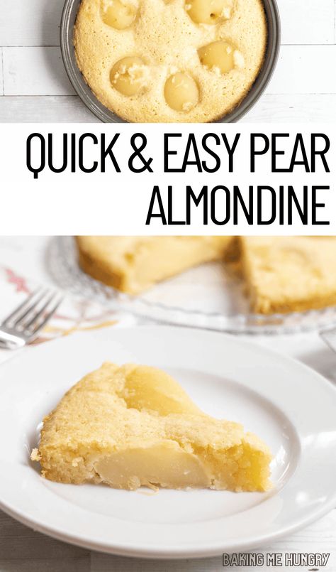 This simple and delicious Pear Almondine makes an excellent dessert. Not only is it easy to make, but the almond cake paired with the sweet pears makes this a sweet treat that everyone will love. Almond Flour Pear Recipes, Pear Gluten Free Recipes, Paleo Pear Recipes, Pears Recipes Easy, Stewed Pears Recipe, Pear Recipes Healthy, Almond Flour Cake, Almond Tart Recipe, Pear Almond