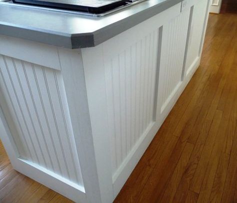 10 DIY Projects - How to Install Beadboard and More | OhMeOhMy Blog Counter Bench, How To Install Beadboard, Beadboard Kitchen, Diy Beadboard, Kitchen Island Makeover, Kitchen Peninsula, Redo Cabinets, Diy Kitchen Backsplash, Farmhouse Cabinets