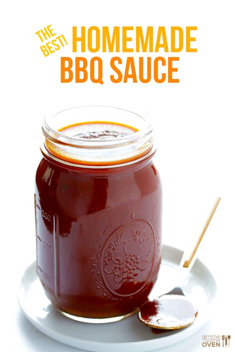 Homemade BBQ Sauce Recipe -- ridiculously easy to make, and so much better than store-bought | gimmesomeoven.com Bbq Sauce Homemade Easy, Homemade Bbq Sauce Recipe, Homemade Bbq Sauce, Plats Healthy, Barbecue Sauce Recipes, Homemade Barbecue Sauce, Gimme Some Oven, Bbq Sauce Recipe, Homemade Bbq